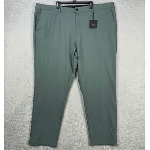 01.Algo Performance Men Chino Golf Pants 44 Green Flat Front Straight Pocket NEW
